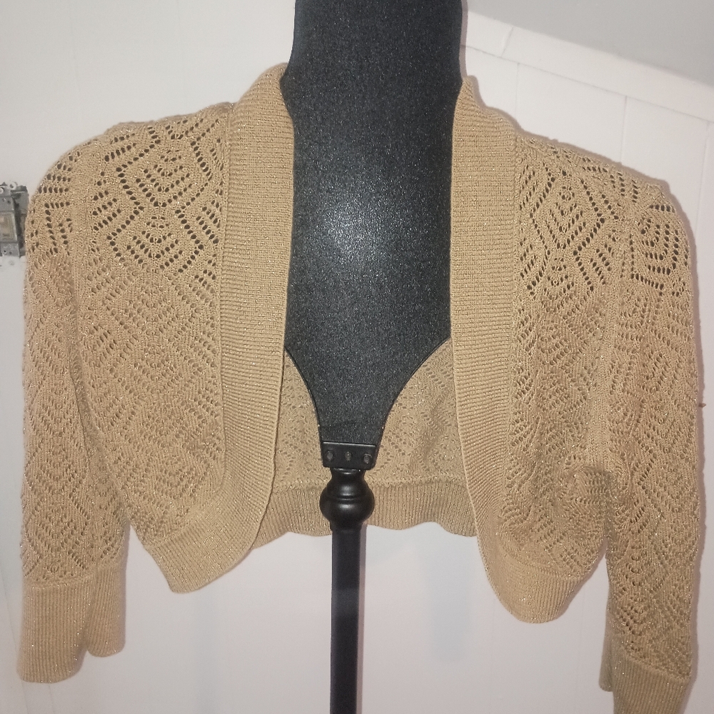 Express Tan/Gold Knit Shrug